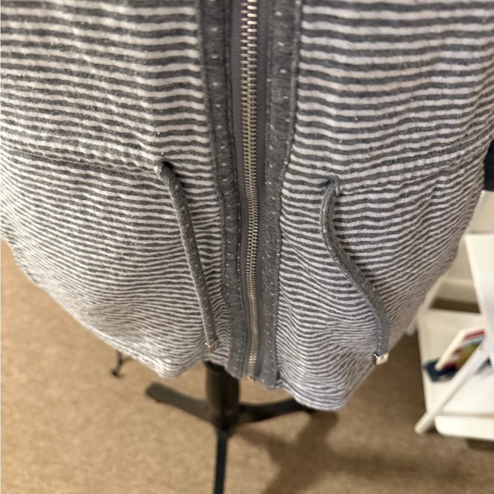 Chico's Gray Striped Bomber Jacket - Picture 5 of 8